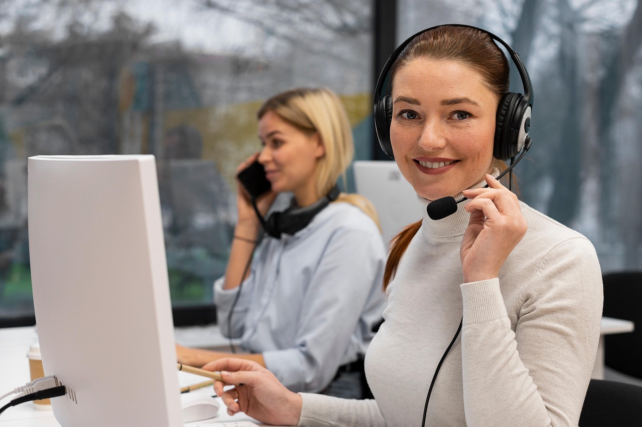 Professional customer support representatives handling inbound and outbound calls